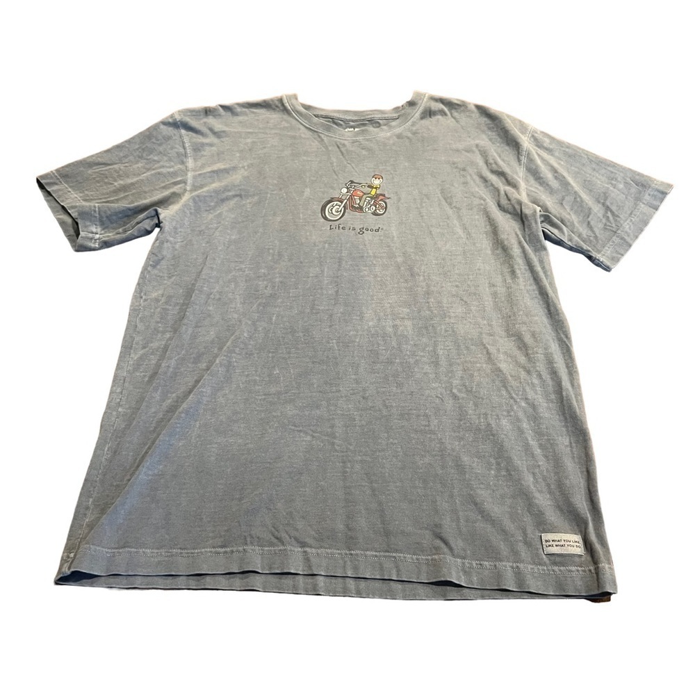 Life is Good Men’s Blue Motorcycle T-Shirt Size Medium